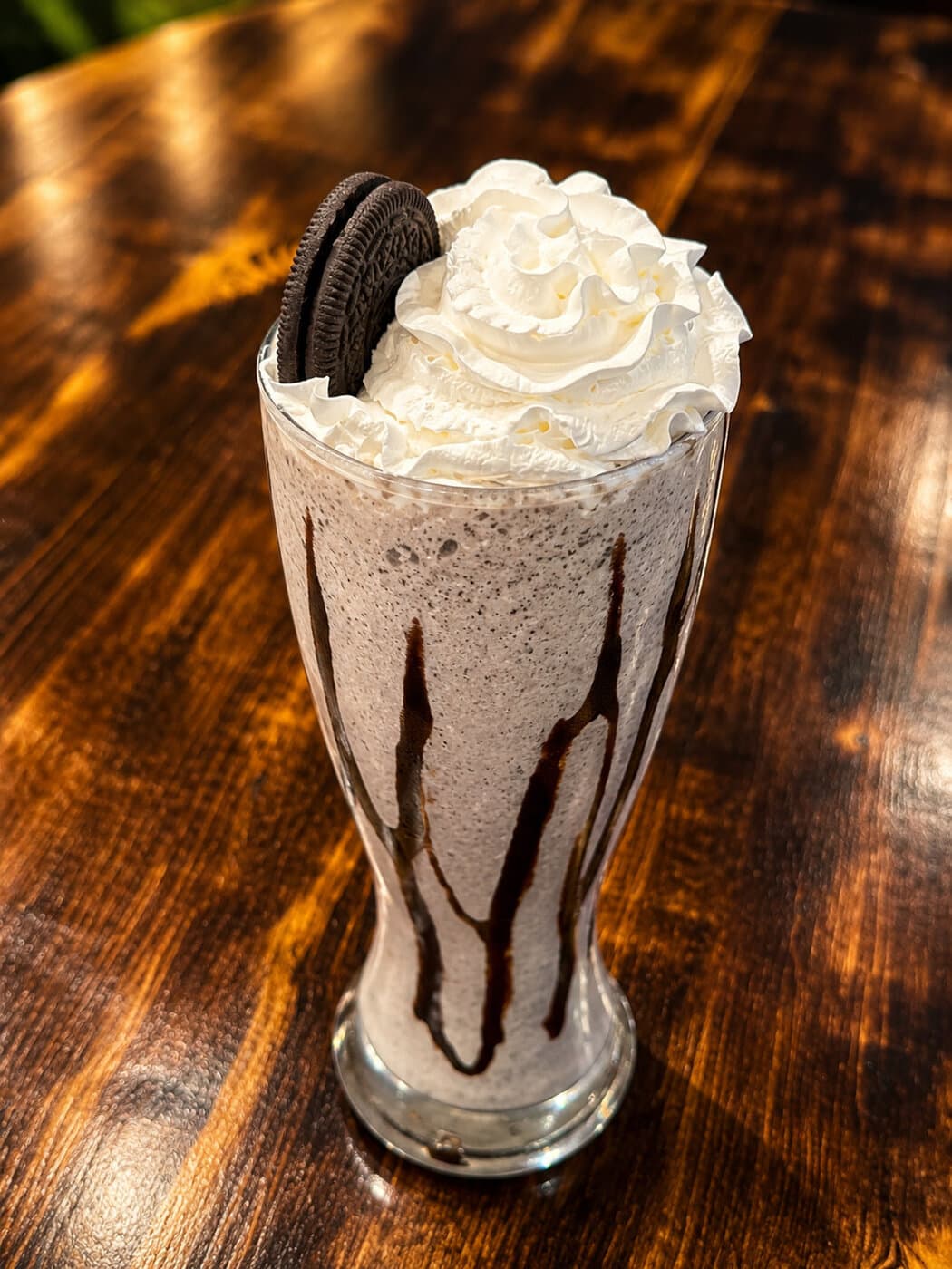 Cookies and cream milkshake with whipped cream and chocolate cookie at Mediterra Houston
